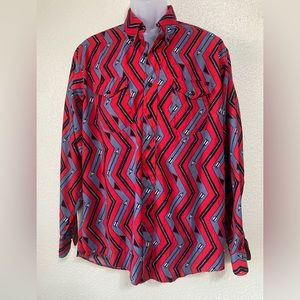 Wrangler Brushpopper long sleeve button down shirt, vintage 80s, Aztec arrow‎